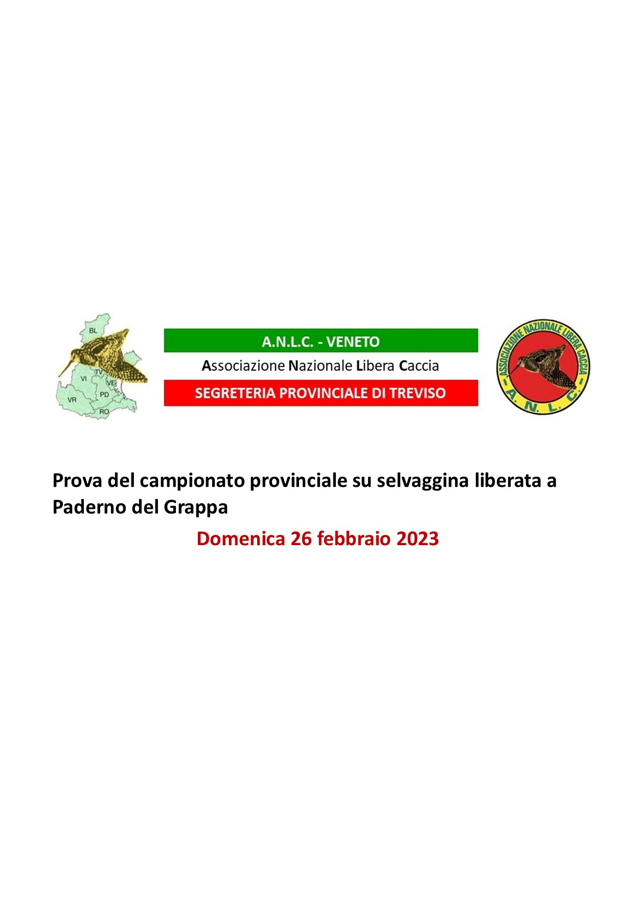 Prova cinofila su fagiani del 26 febbraio a Paderno del Grappa (TV)